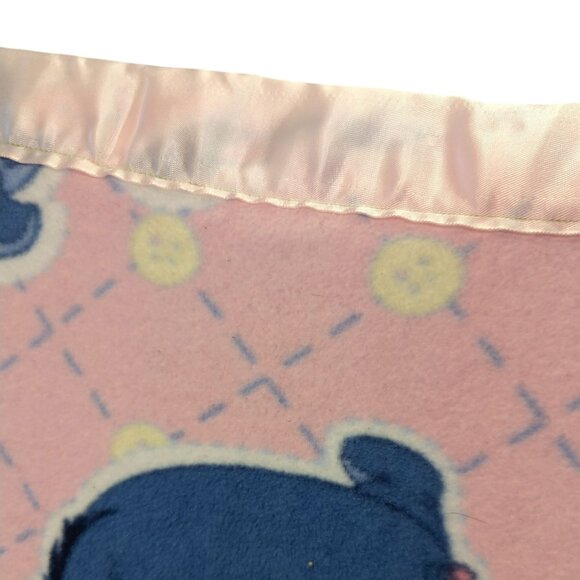 Vintage Eeyore Baby Blanket Satin Trim Fleece Pink Handmade Lovey Winnie the Poo - Picture 4 of 6